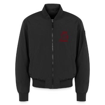 Garten Regenwurm mit Schaufel – Vintage - Unisex Bomberjacke - Schwarz - Vorne - AI Model Female 172 light (172cm) & AI Model Male 185 light (185cm)