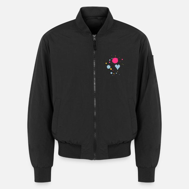 Farbkleckse,Tropfen und Herz - Unisex Bomberjacke - Schwarz