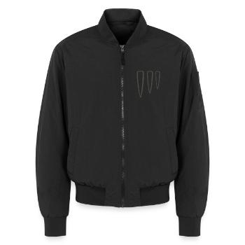 Drei-Punkt-Stammessymbol - Unisex Bomberjacke - Schwarz - Vorne - AI Model Female 172 light (172cm) & AI Model Male 185 light (185cm)