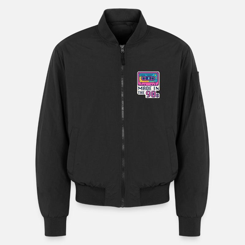 Cassette 90s Nostalgia Design - Unisex Bomber Jacket - black