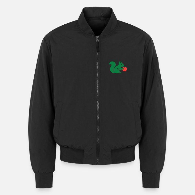 Grünes Eichhörnchen mit Apfel - Unisex Bomberjacke - Schwarz