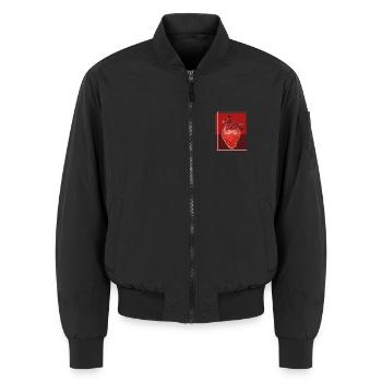 Heart Strawberry Fusion - Unisex Bomber Jacket - black - Front - AI Model Female 172 light (172cm) & AI Model Male 185 light (185cm)