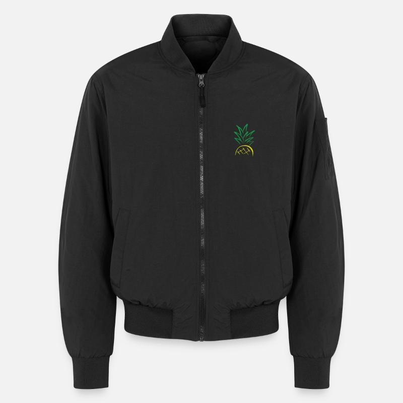 Pineapple Sketch – Fresh Fruit Graphic - Unisex Bomber Jacket - black