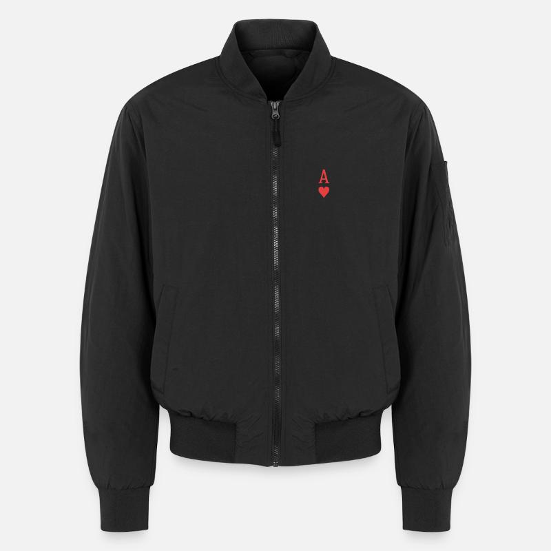 Rotes Herz-Ass auf schwarzem Hintergrund - Unisex Bomberjacke - Schwarz