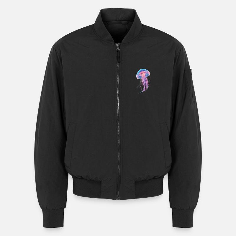 Regenbogen-Neonquallen - Unisex Bomberjacke - Schwarz