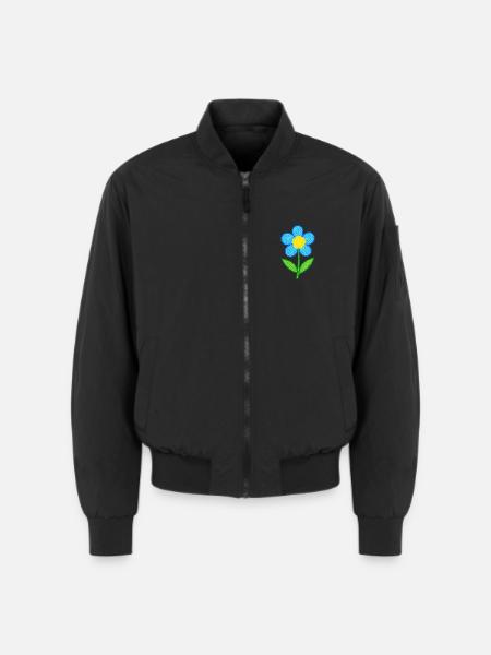 Niedliche Blume – Handgezeichnetes Blumendesign - Unisex Bomberjacke - Schwarz