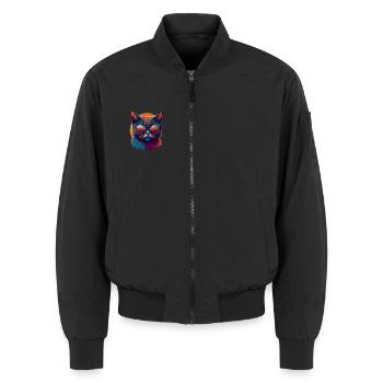 Rebel Paws: Retro Cat T-Shirt Art - Unisex Bomber Jacket - black - Front - AI Model Female 172 light (172cm) & AI Model Male 185 light (185cm)