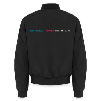 Open World Closed Social Life - Unisex Bomberjacke - Schwarz - Hinten - AI Model Male 185 light (185cm)