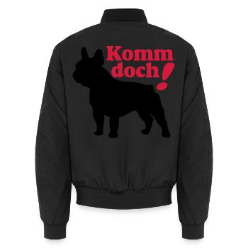 Französische Bulldogge , French Bulldog ,Komm.(25) - Unisex Bomberjacke - Schwarz - Hinten - AI Model Male 185 light (185cm)
