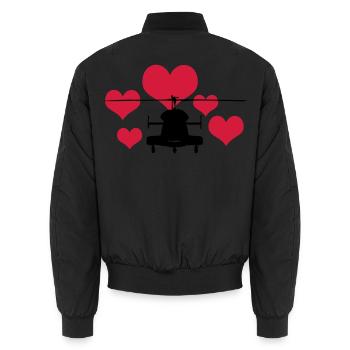 Heli mit 5 Herzen - Unisex Bomberjacke - Schwarz - Hinten - AI Model Male 185 light (185cm)