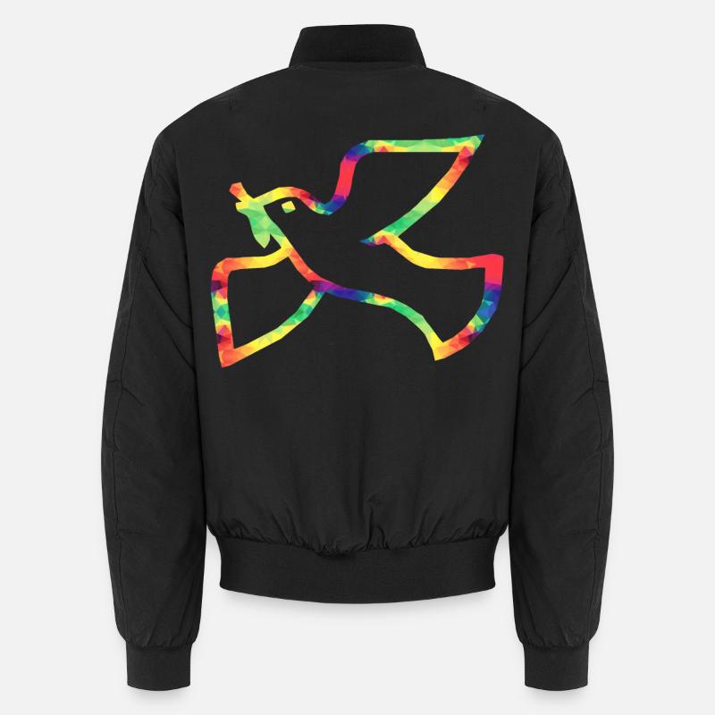 Bunte Friedenstaube - Unisex Bomberjacke - Schwarz