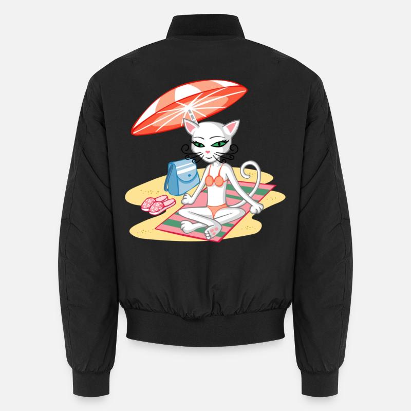 Cat on the beach Unisex Bomber Jacket