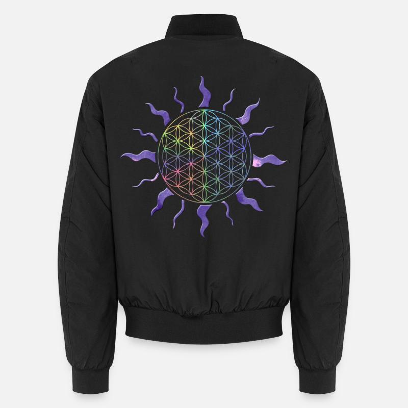 Blume des Lebens Sonne Mandala Regenbogen Unisex Bomberjacke