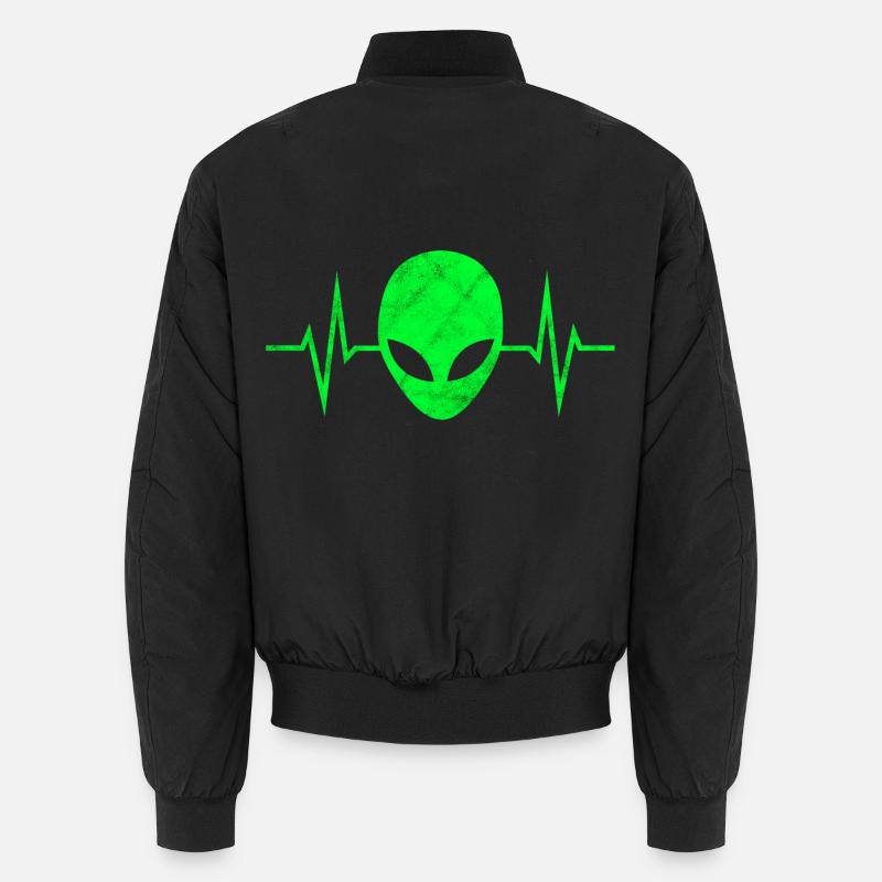 Alieno Testa Alieno Battito cardiaco Alieno ECG - Giacca bomber unisex - nero
