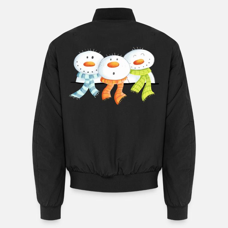 Three Snowmen - Christmas - Gift - Unisex Bomber Jacket - black