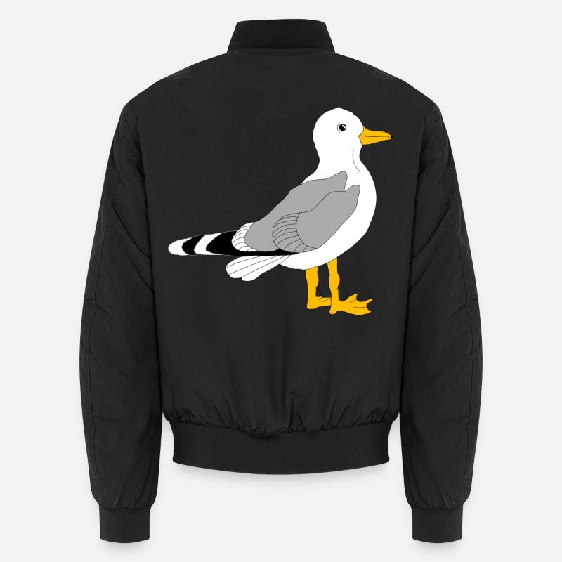 Whimsical Grey Wing Duck Illustration Unisex Bomber Jacket