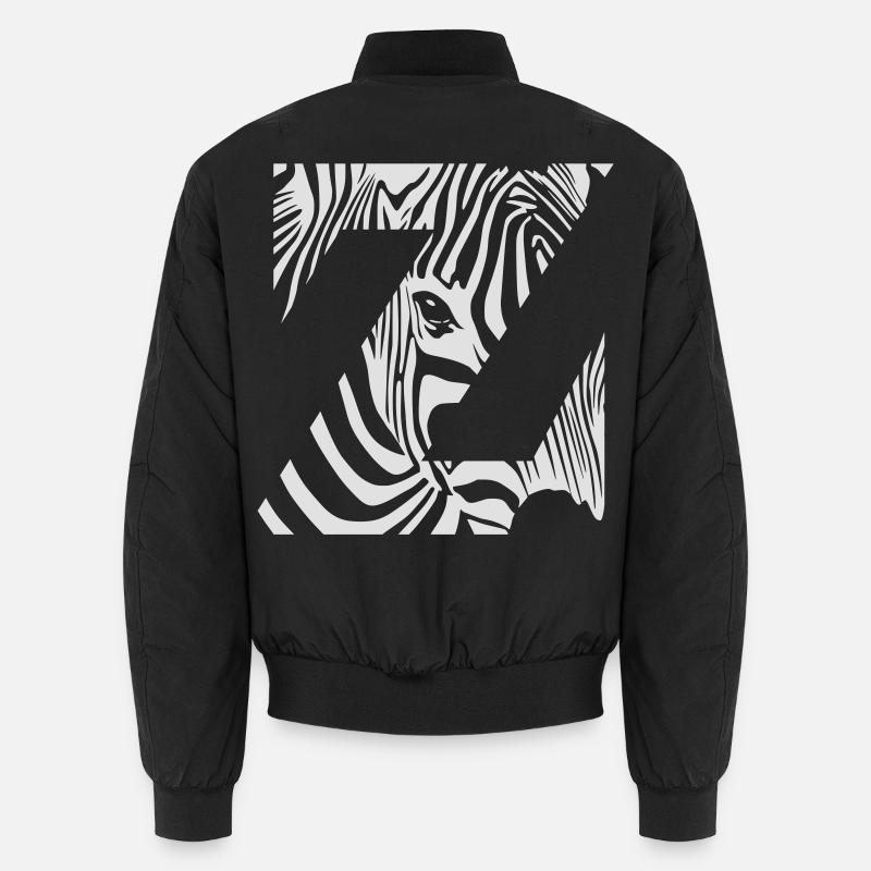 Zebra Mix Mono White - Unisex Bomber Jacket - black
