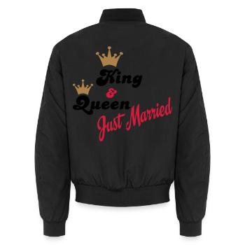 wedding - Unisex Bomber Jacket - black - Back - AI Model Male 185 light (185cm)