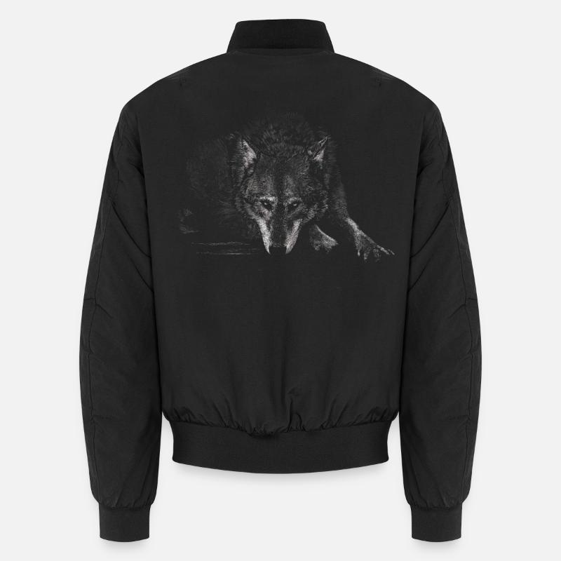 Wolf - Unisex Bomber Jacket - black