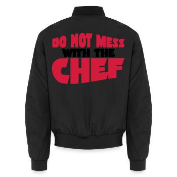 chef - Unisex Bomber Jacket - black - Back - AI Model Male 185 light (185cm)