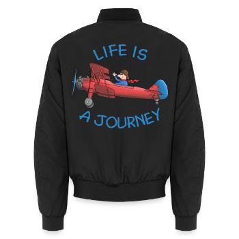 Avion - la vie est un voyage - Bomber unisexe - noir - Dos - AI Model Male 185 light (185cm)