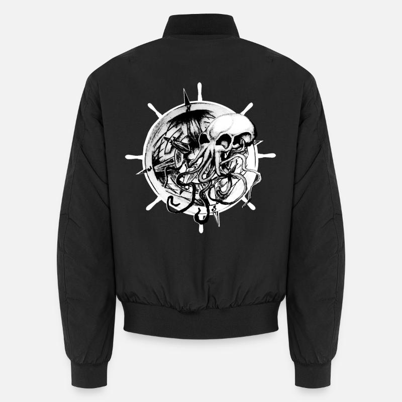 Oktopus Schädel Tattoo Design Unisex Bomberjacke