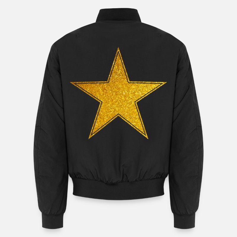 Star Gold Graphic Star - Unisex Bomber Jacket - black