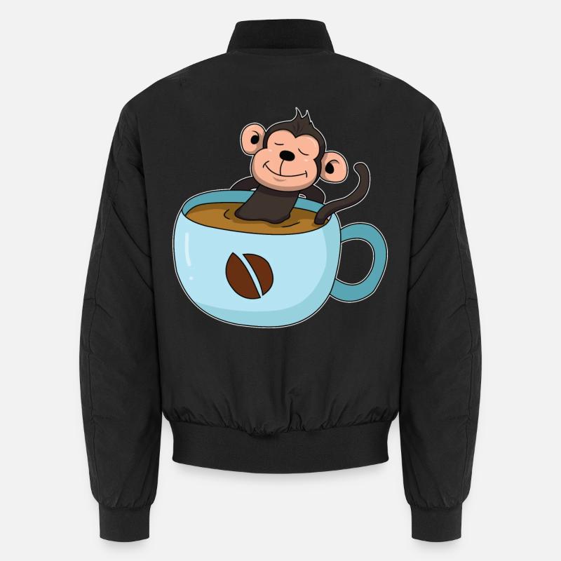 Kaffee-Äffchen - Unisex Bomberjacke - Schwarz