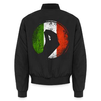Drapeau italien avec un geste typique de la main - Bomber unisexe - noir - Dos - AI Model Male 185 light (185cm)