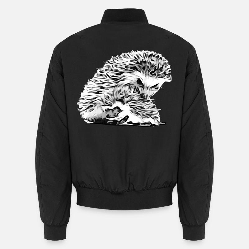 Igel Mama mit Igel Baby - Unisex Bomberjacke - Schwarz