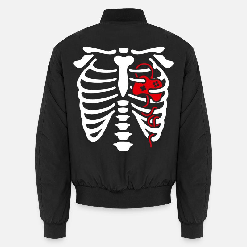Halloween rib cage gamer heart game controller Unisex Bomber Jacket