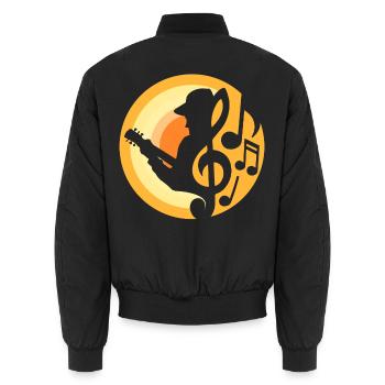 Gitarren-Spieler - Unisex Bomberjacke - Schwarz - Hinten - AI Model Male 185 light (185cm)