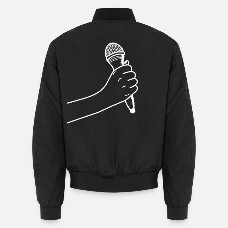 Hand mit Mikrofon - Unisex Bomberjacke - Schwarz