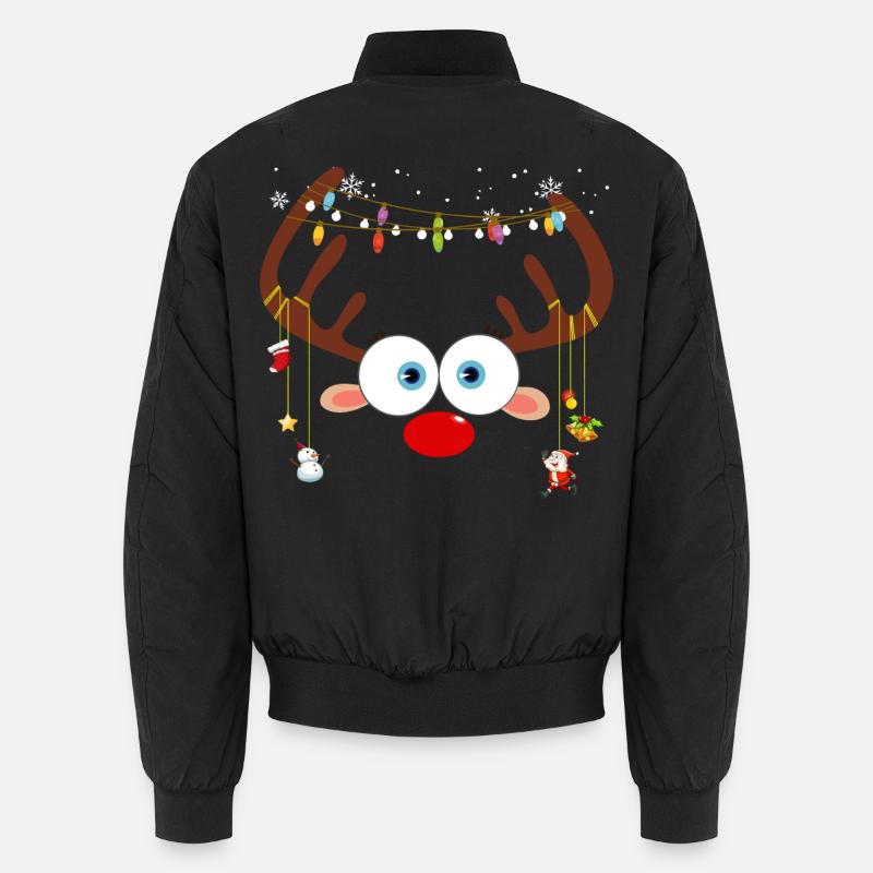 Christmas Reindeer Face - Unisex Bomber Jacket - black