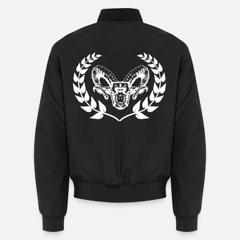 Schaf Hammel Bock Widder Lorbeerkranz Gebirge Unisex Bomberjacke