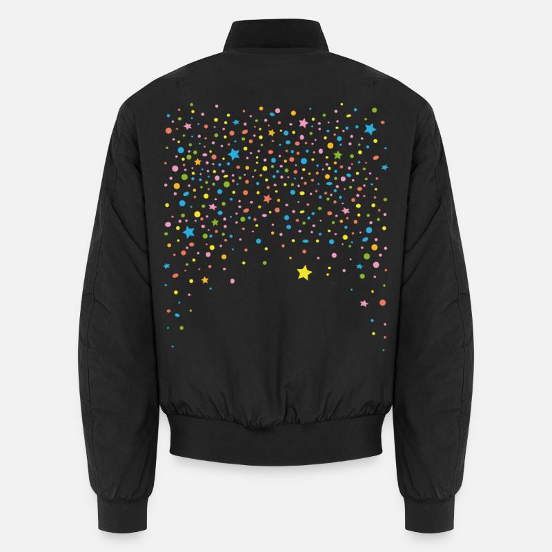 Silvester. Buntes Konfetti mit Sternen. - Unisex Bomberjacke - Schwarz