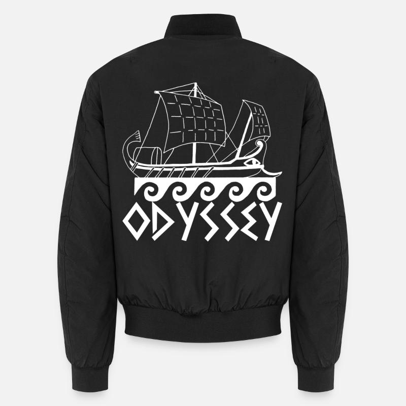 Boat and odyssey (white) - Unisex Bomber Jacket - black