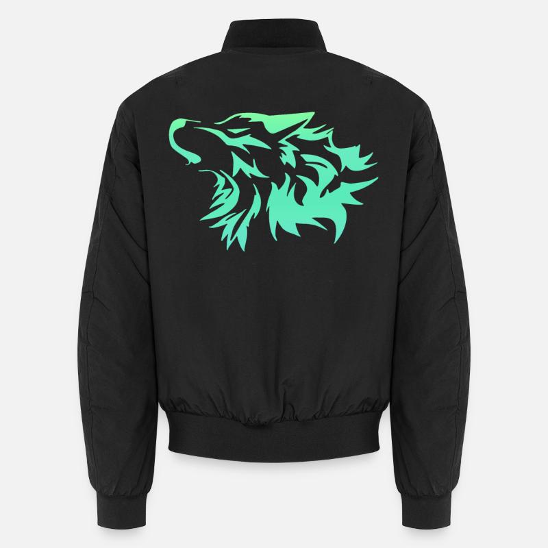 Wolf leuchtend grün - Unisex Bomberjacke - Schwarz