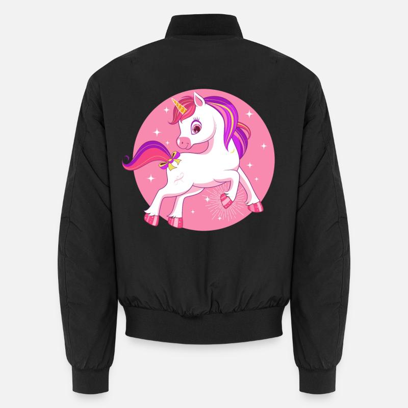 Pferd Einhorn Kinder Geschenk pink Sterne lustig Unisex Bomberjacke