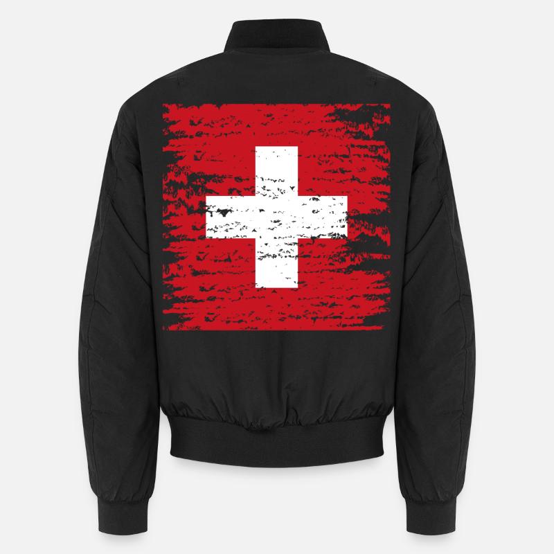 Croix suisse texturée rouge - Unisex Bomberjacke - Schwarz