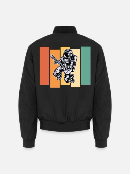 Gitarrist Astronaut Rock and Roll Geschenk - Unisex Bomberjacke - Schwarz