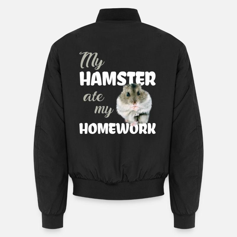 Hamster homework Funny saying - Unisex Bomber Jacket - black