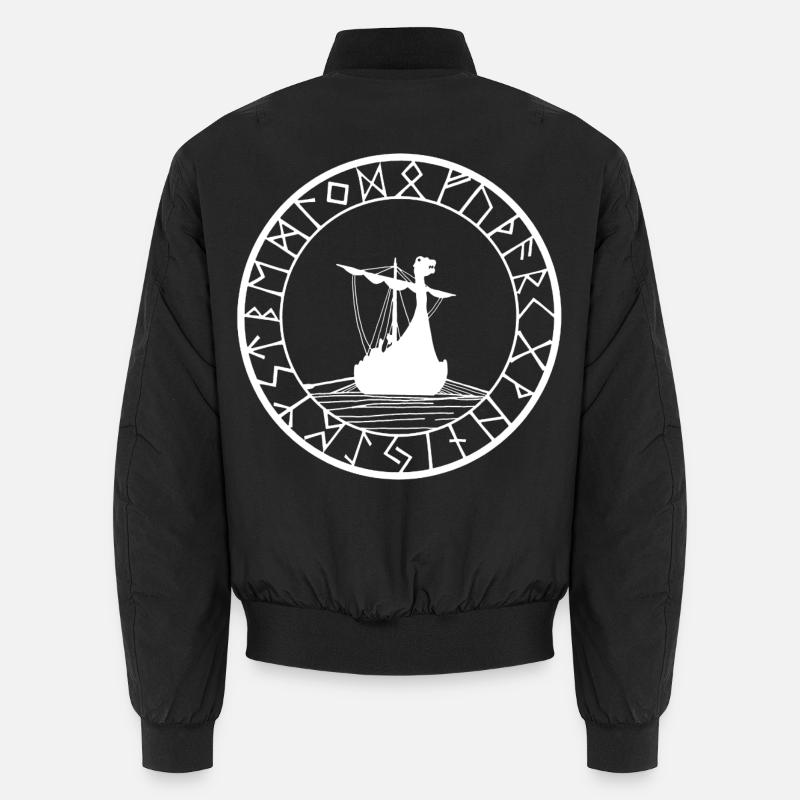 Weißer Wikinger Drakkar und Kompass Unisex Bomberjacke