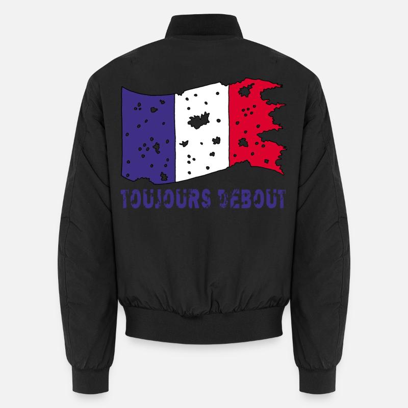 Drapeau français déchiré mais toujours debout ! - Bomber unisexe - noir