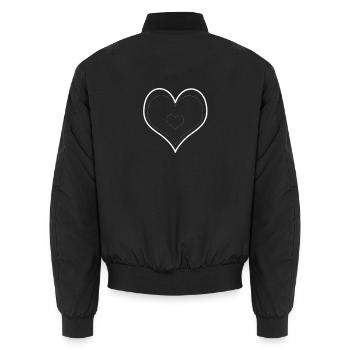 Minimal Heart Duo Outline - Unisex Bomber Jacket - black - Back - AI Model Male 185 light (185cm)