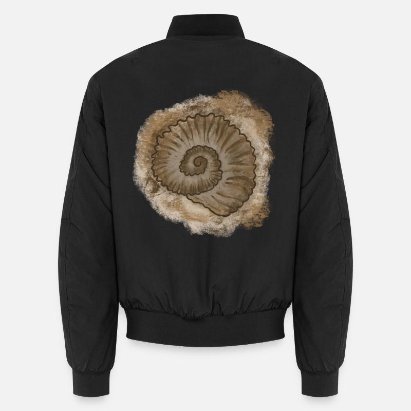 Antique Shell Illustration - Unisex Bomber Jacket - black
