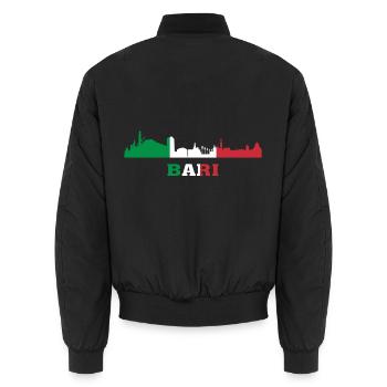 Bari City Skyline Italien Wahrzeichen, Bari Italia - Unisex Bomberjacke - Schwarz - Hinten - AI Model Male 185 light (185cm)