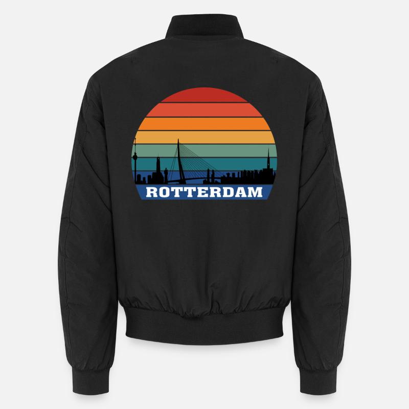 Rotterdam Skyline Silhouette Souvenir Netherlands Unisex Bomber Jacket