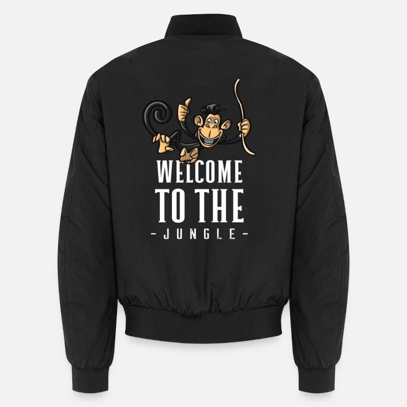 Jungle Monkey Welcome Design - Unisex Bomber Jacket - black