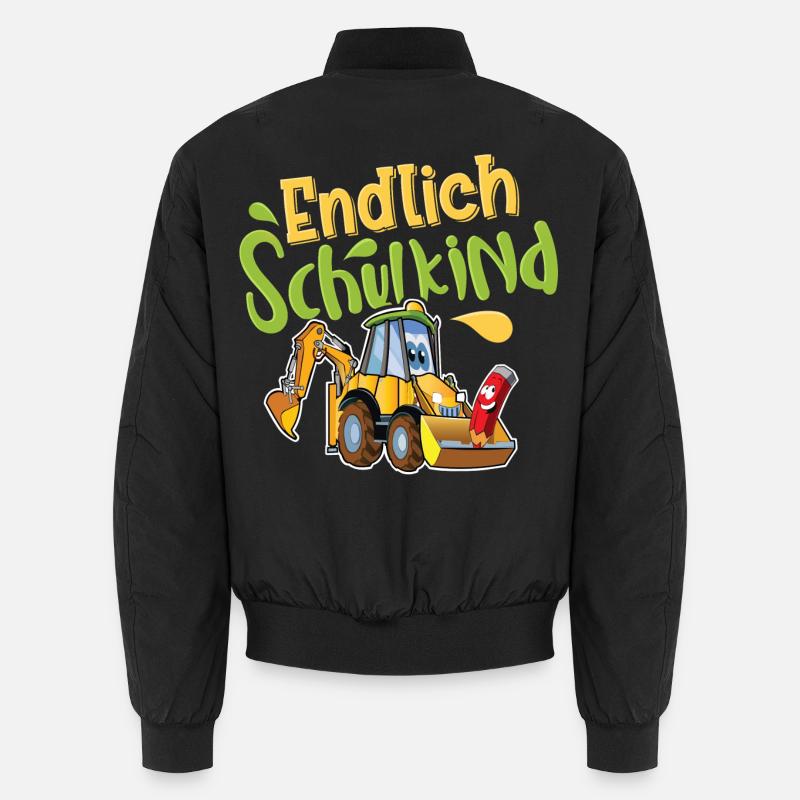 Endlich Schulkind Bagger Unisex Bomberjacke
